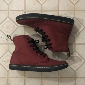 DOC MARTENS burgundy canvas high tops